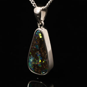 Sterling Silver Blue Green Yellow Orange Red Boulder Opal Pendant