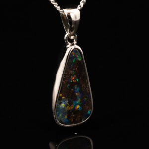 Sterling Silver Blue Green Yellow Orange Red Boulder Opal Pendant