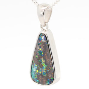 Sterling Silver Blue Green Yellow Orange Red Boulder Opal Pendant
