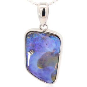 Sterling Silver Blue Purple Boulder Opal Pendant
