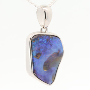 Sterling Silver Blue Purple Boulder Opal Pendant