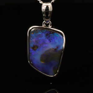 Sterling Silver Blue Purple Boulder Opal Pendant
