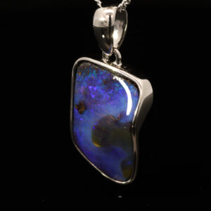 Sterling Silver Blue Purple Boulder Opal Pendant
