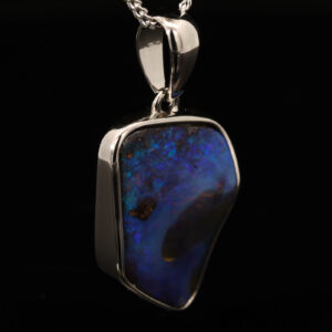 Sterling Silver Blue Purple Boulder Opal Pendant