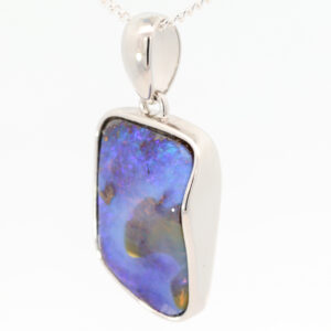 Sterling Silver Blue Purple Boulder Opal Pendant