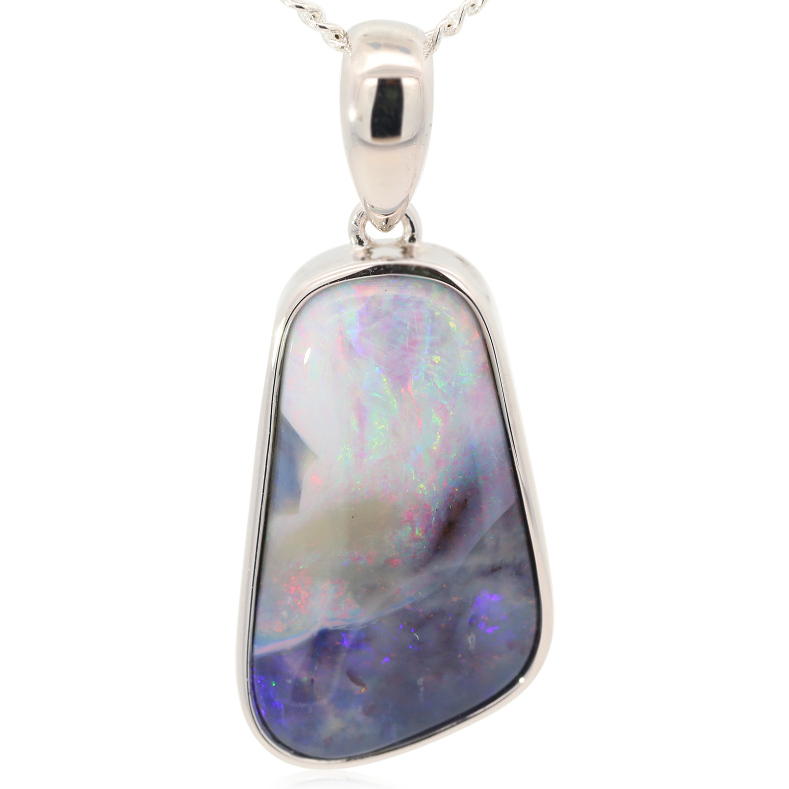 Sterling Silver Blue Green Purple Orange Pink Boulder Opal Pendant