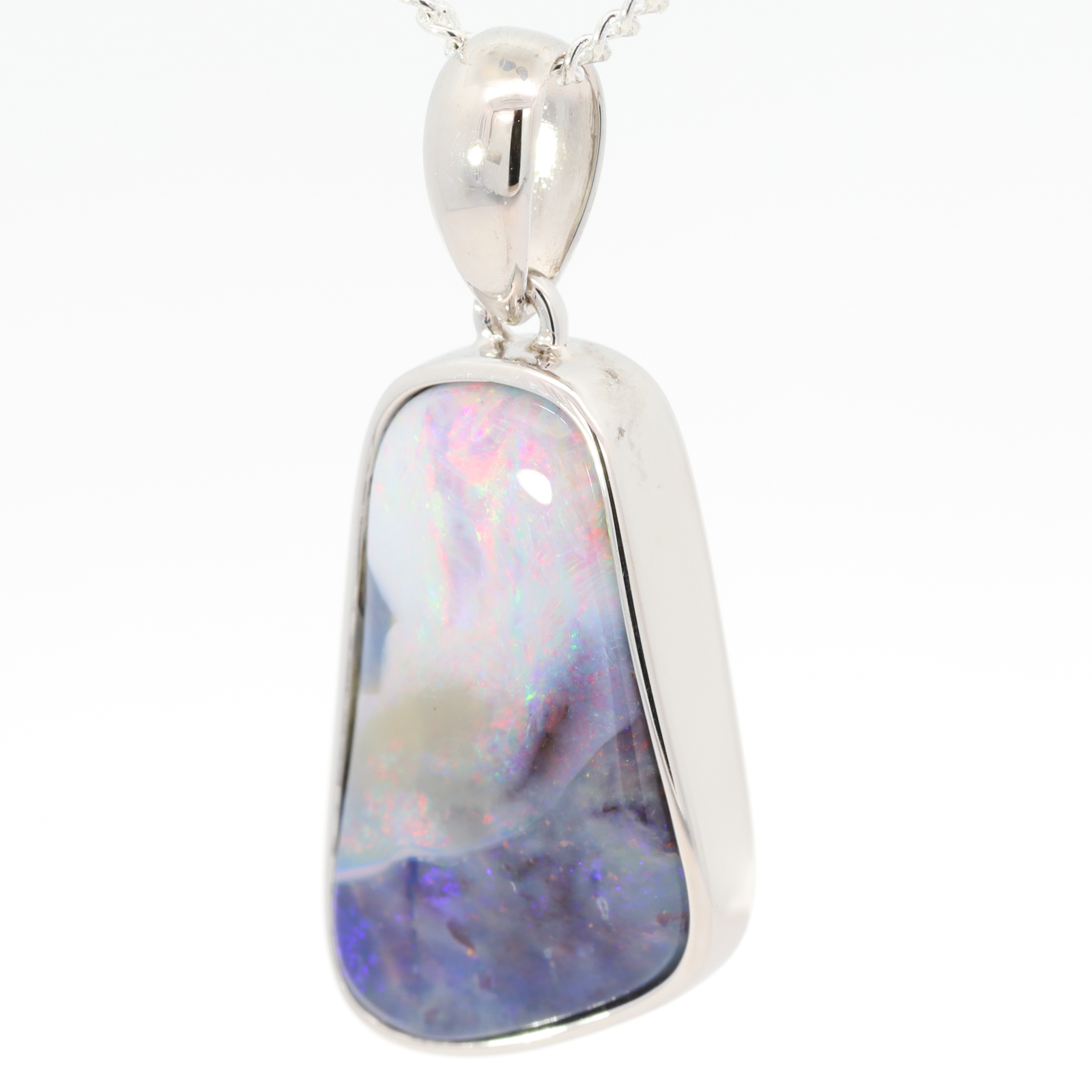 Sterling Silver Blue Green Purple Orange Pink Boulder Opal Pendant