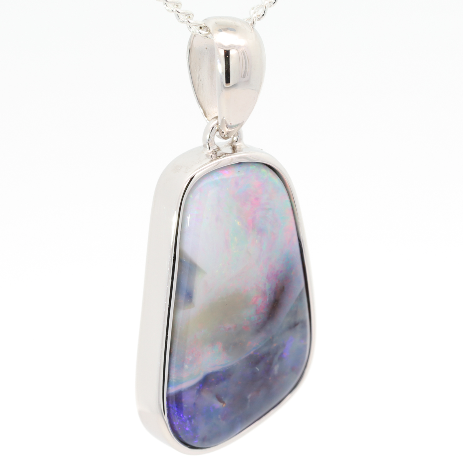 Sterling Silver Blue Green Purple Orange Pink Boulder Opal Pendant