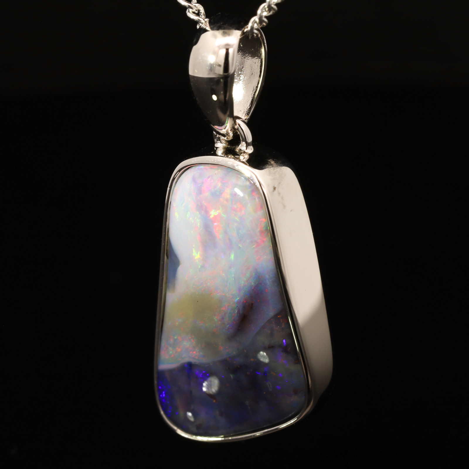 Sterling Silver Blue Green Purple Orange Pink Boulder Opal Pendant