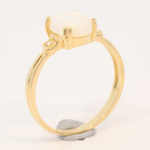 Yellow Gold Green Yellow Orange White Crystal Opal and Diamond Ring