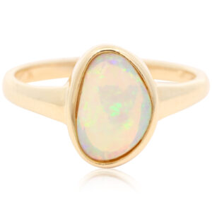 Yellow Gold Blue Green Yellow Orange Crystal Opal Ring