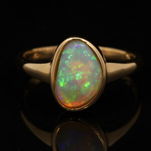 Yellow Gold Blue Green Yellow Orange Crystal Opal Ring