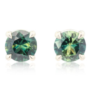 White Gold Blue Green Yellow Parti Sapphire Earrings