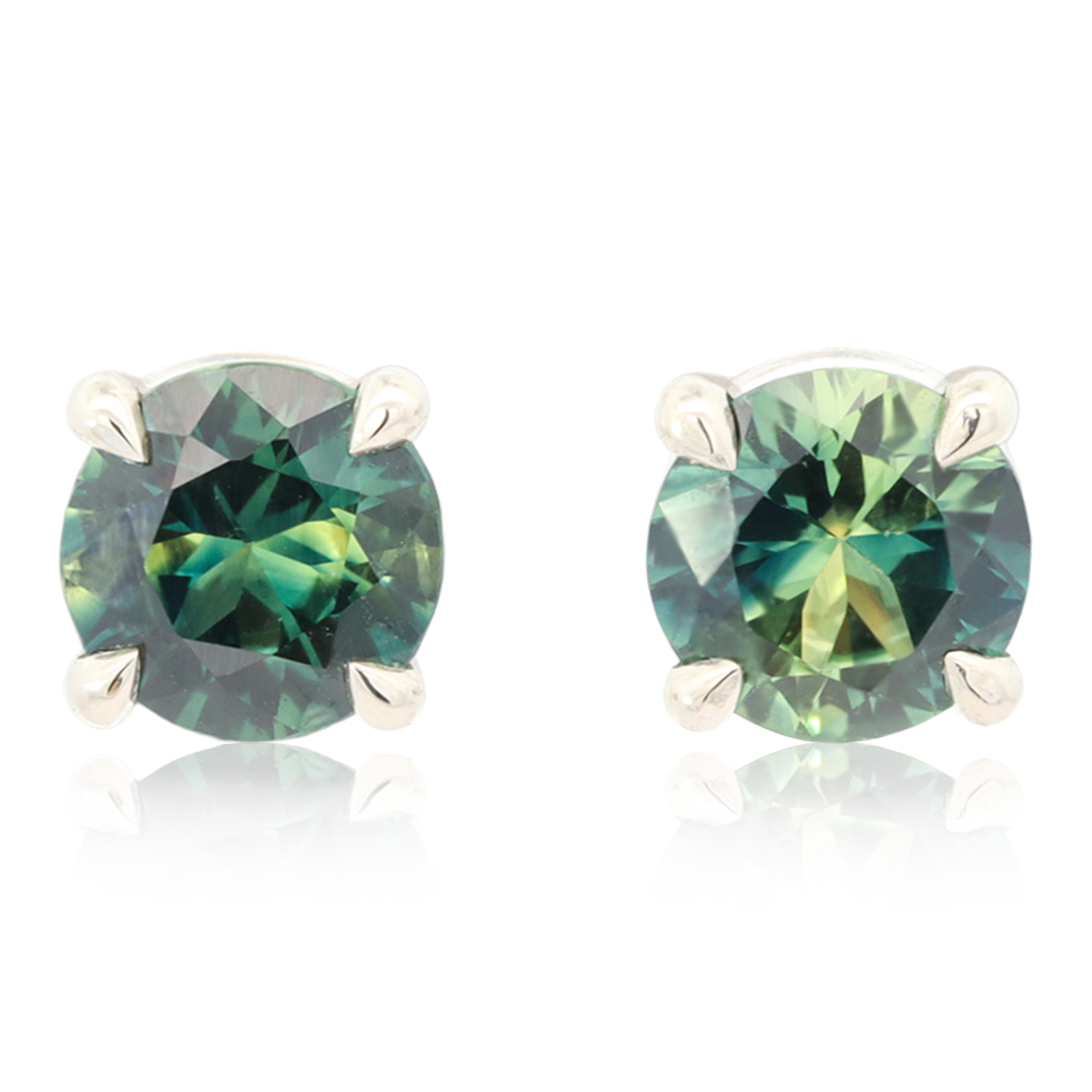 White Gold Blue Green Yellow Parti Sapphire Earrings