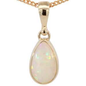 Yellow Gold Blue Green Yellow Orange Pink White Opal Pendant