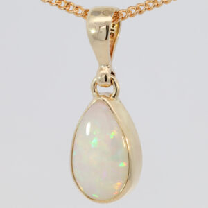Yellow Gold Blue Green Yellow Orange Pink White Opal Pendant