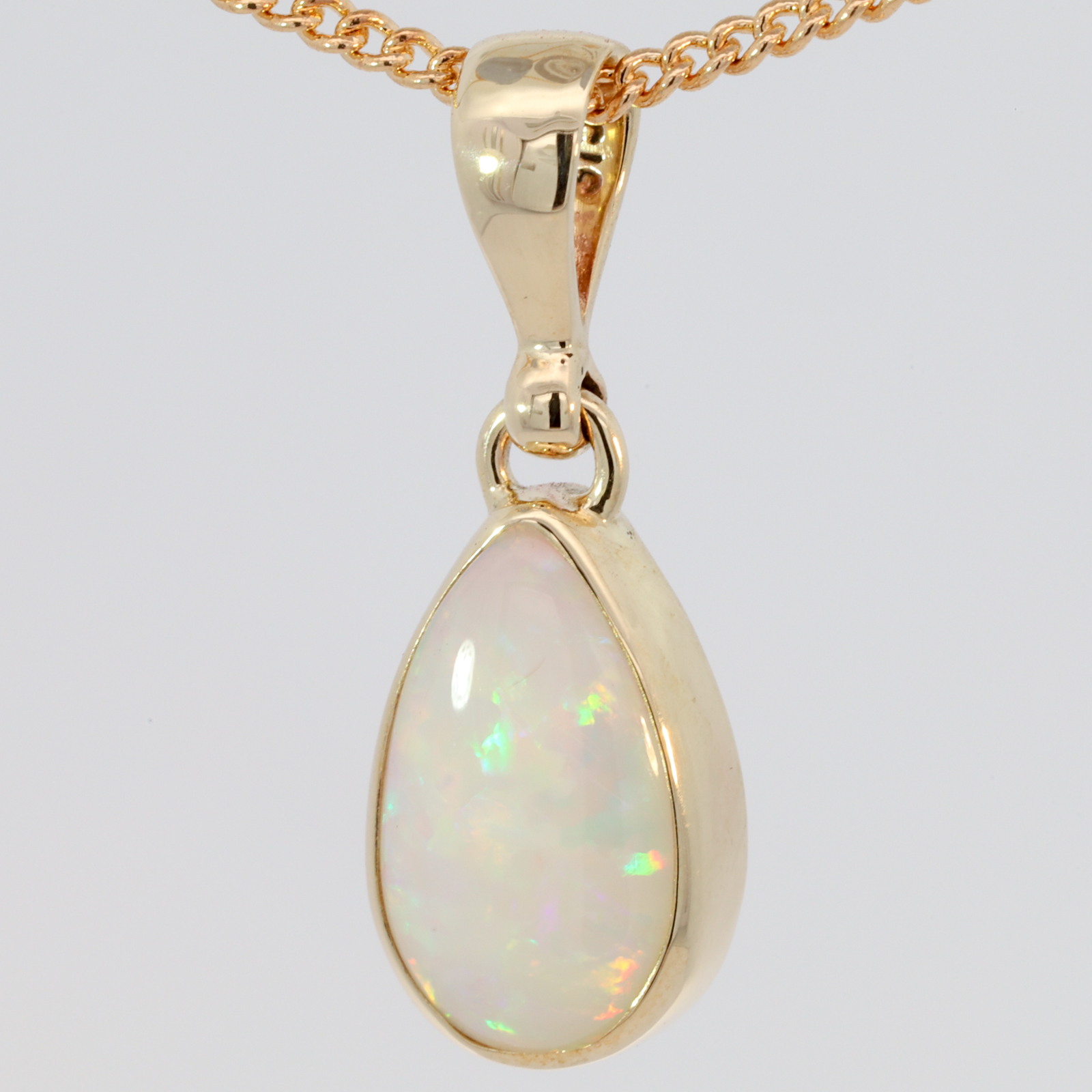 Yellow Gold Blue Green Yellow Orange Pink White Opal Pendant
