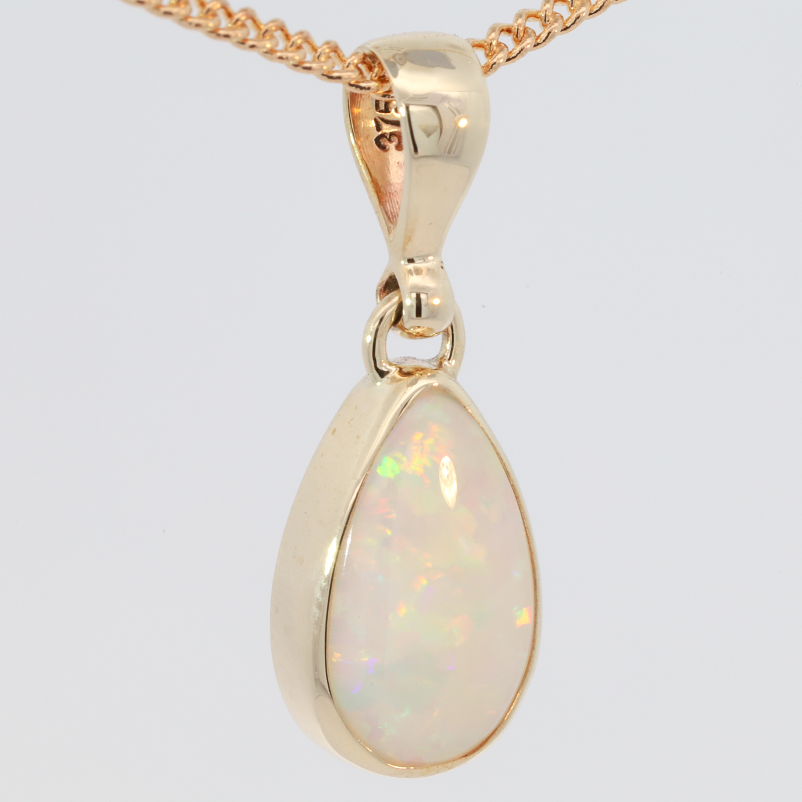 Yellow Gold Blue Green Yellow Orange Pink White Opal Pendant