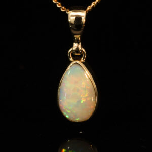 Yellow Gold Blue Green Yellow Orange Pink White Opal Pendant