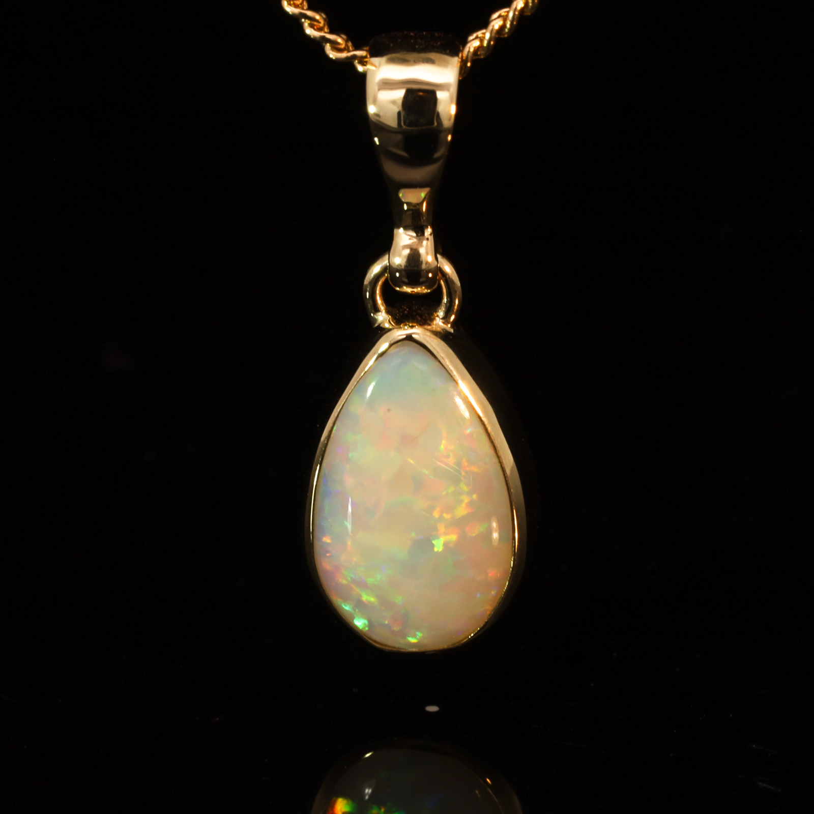 Yellow Gold Blue Green Yellow Orange Pink White Opal Pendant