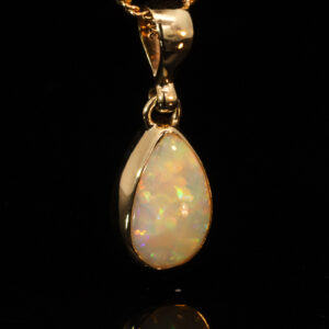 Yellow Gold Blue Green Yellow Orange Pink White Opal Pendant