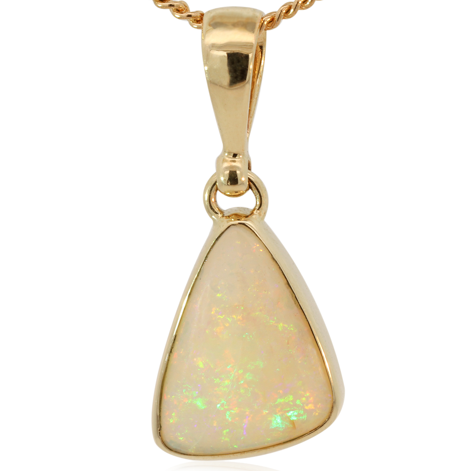 Yellow Gold Green Yellow Orange White Opal Pendant