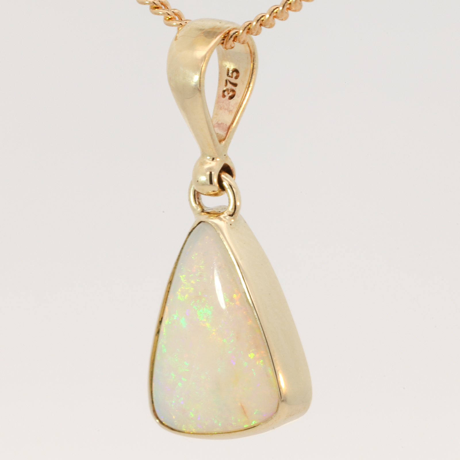 Yellow Gold Green Yellow Orange White Opal Pendant