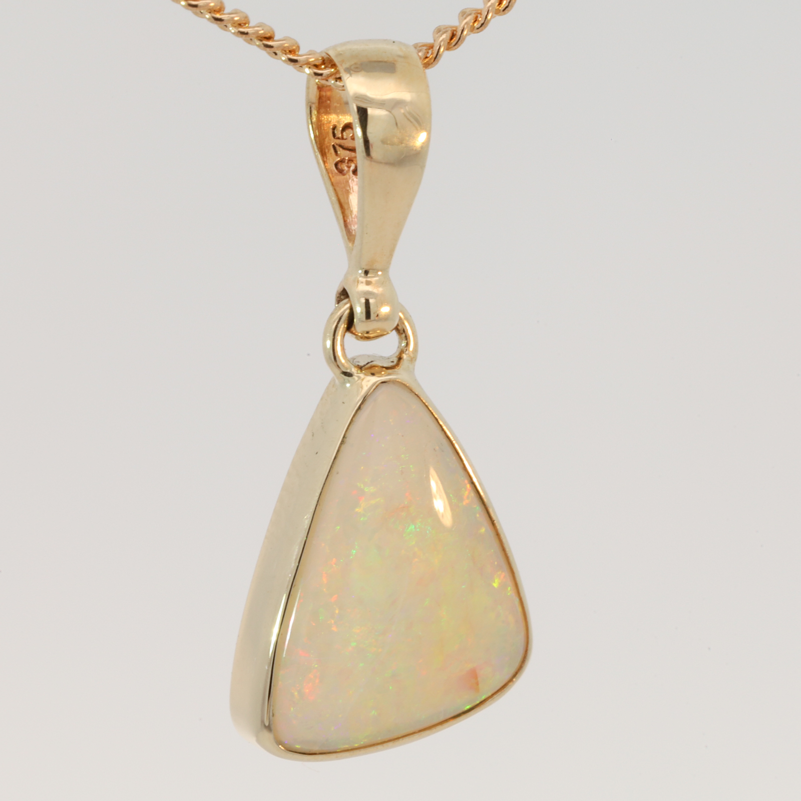Yellow Gold Green Yellow Orange White Opal Pendant