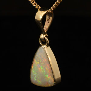 Yellow Gold Green Yellow Orange White Opal Pendant