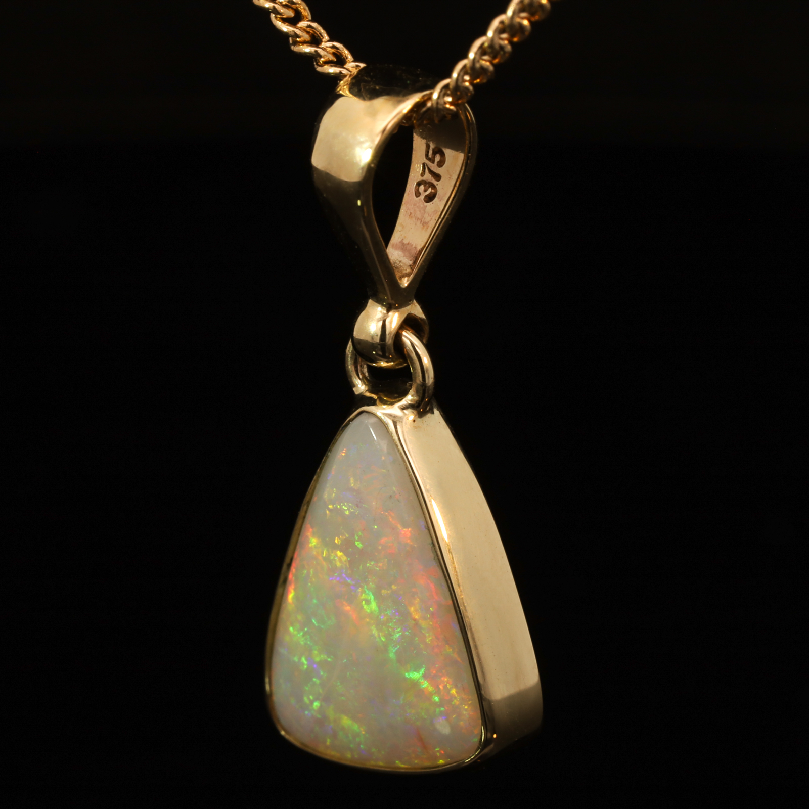 Yellow Gold Green Yellow Orange White Opal Pendant