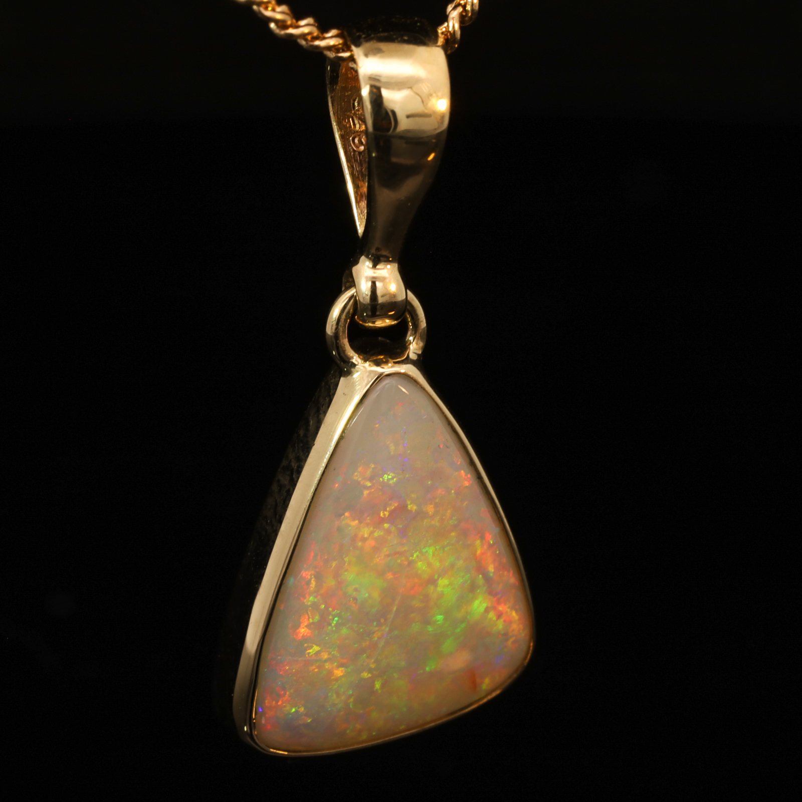 Yellow Gold Green Yellow Orange White Opal Pendant