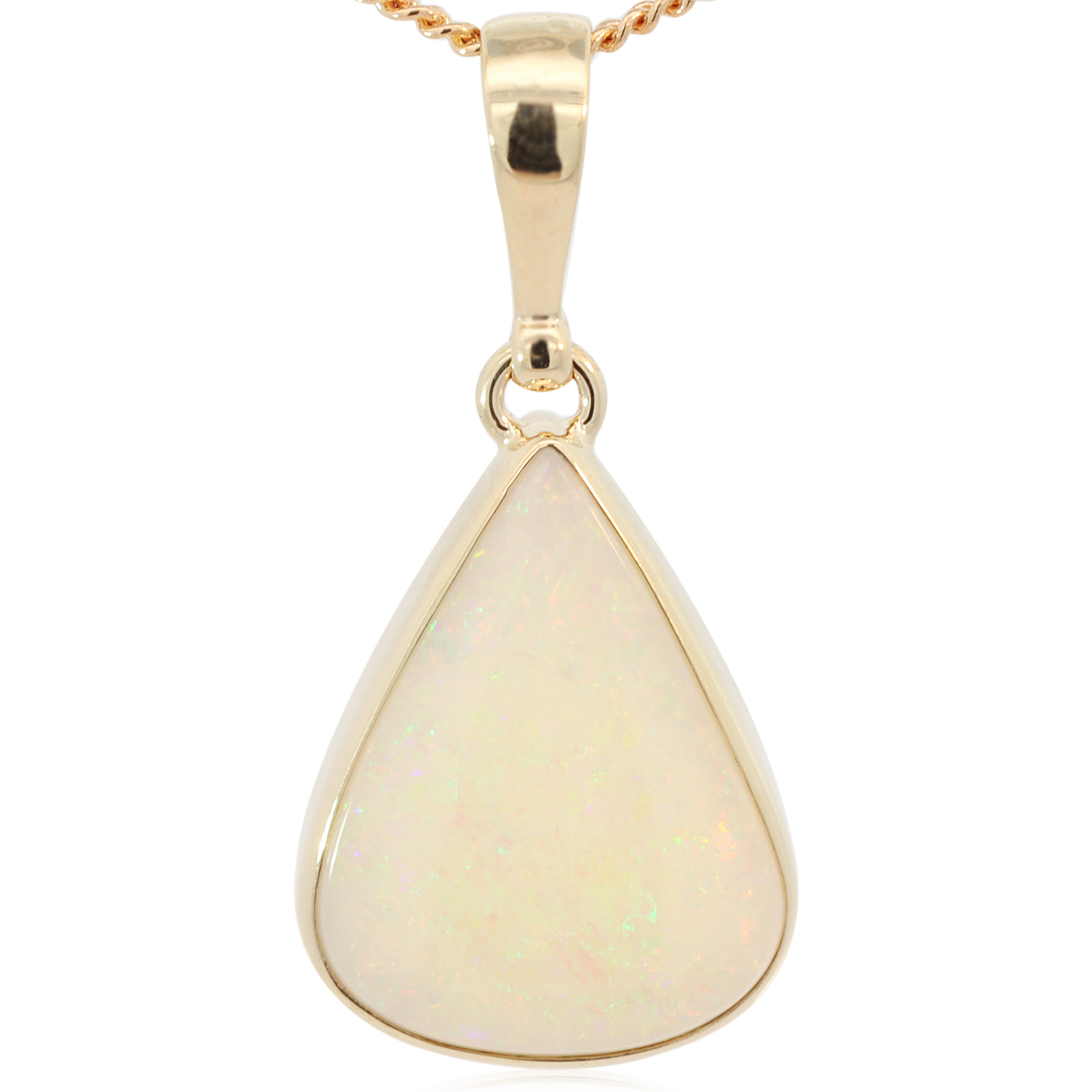 Yellow Gold Green Yellow Orange White Opal Pendant