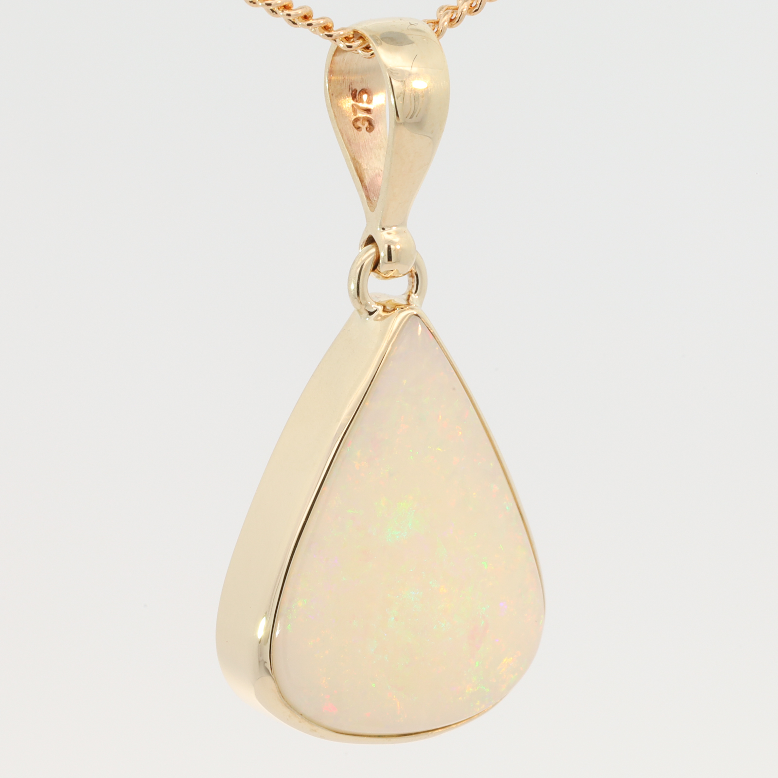 Yellow Gold Green Yellow Orange White Opal Pendant