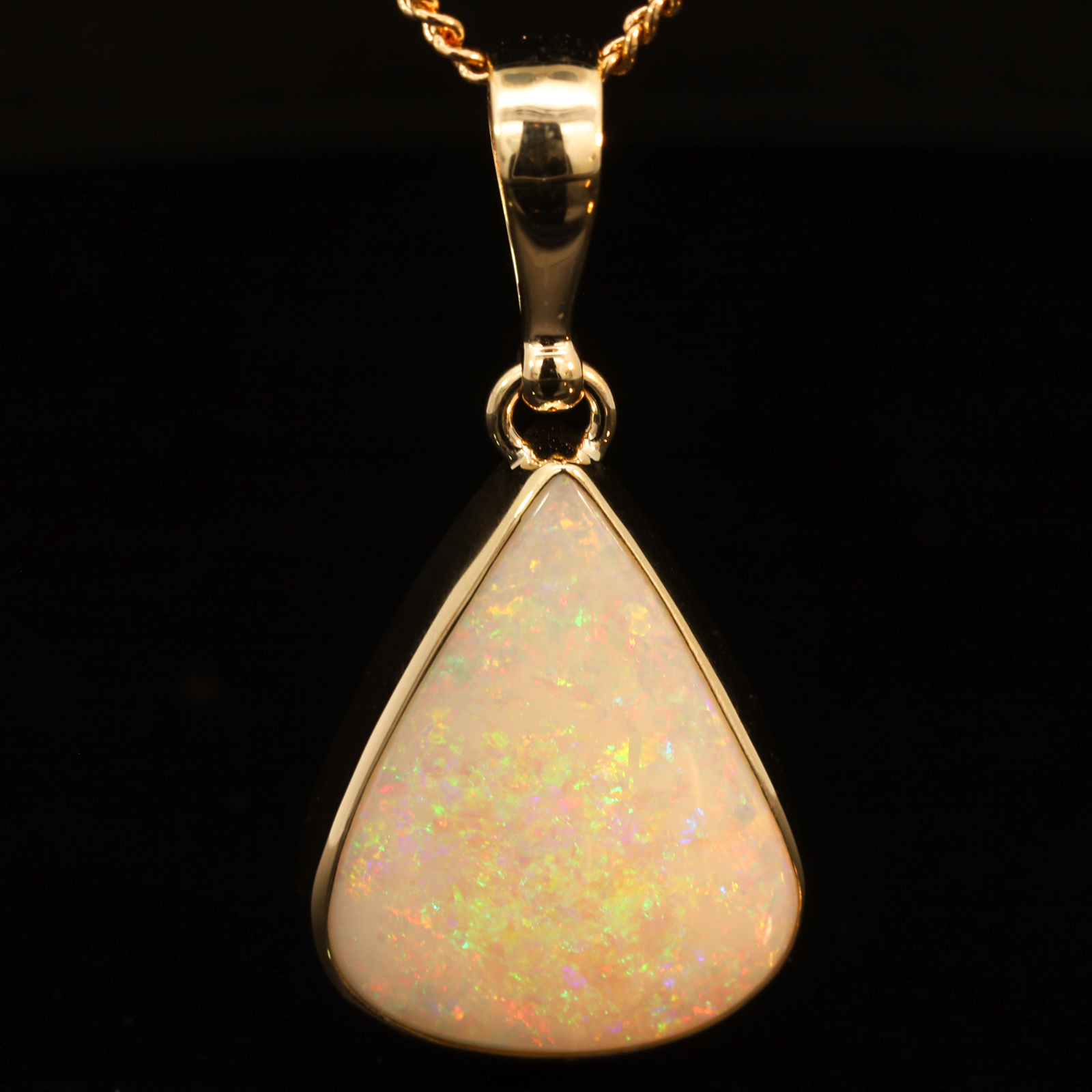 Yellow Gold Green Yellow Orange White Opal Pendant