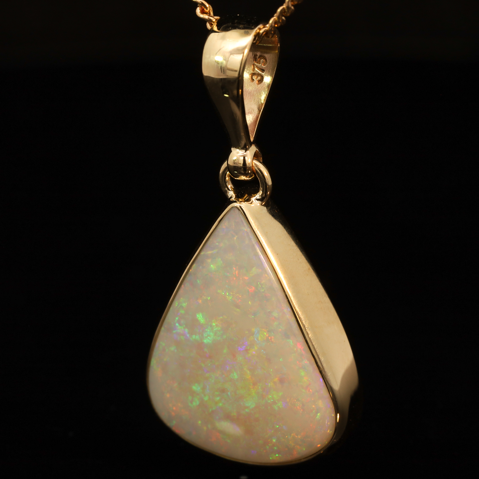 Yellow Gold Green Yellow Orange White Opal Pendant