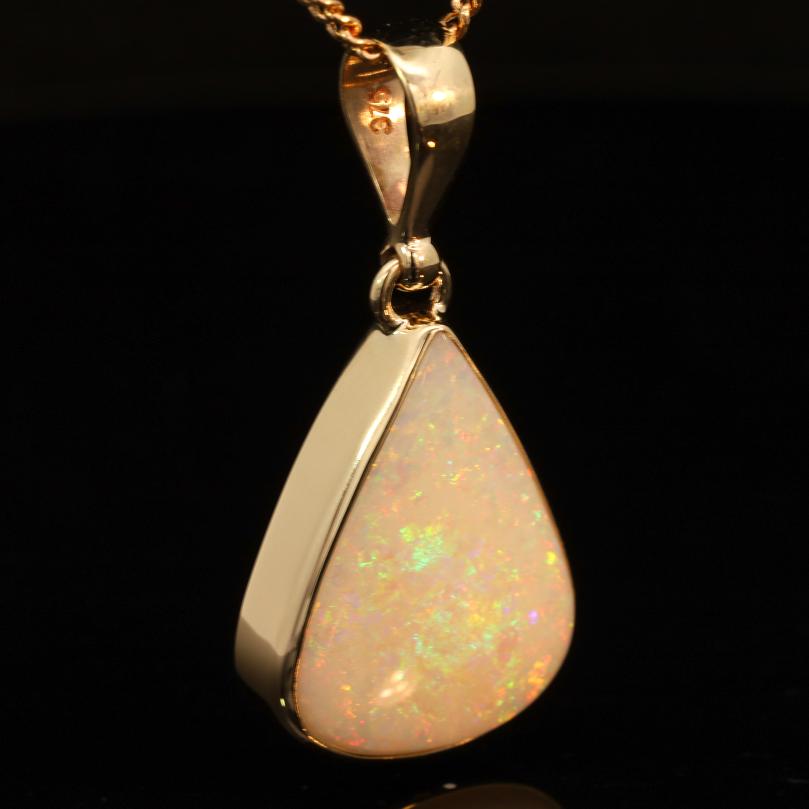 Yellow Gold Green Yellow Orange White Opal Pendant