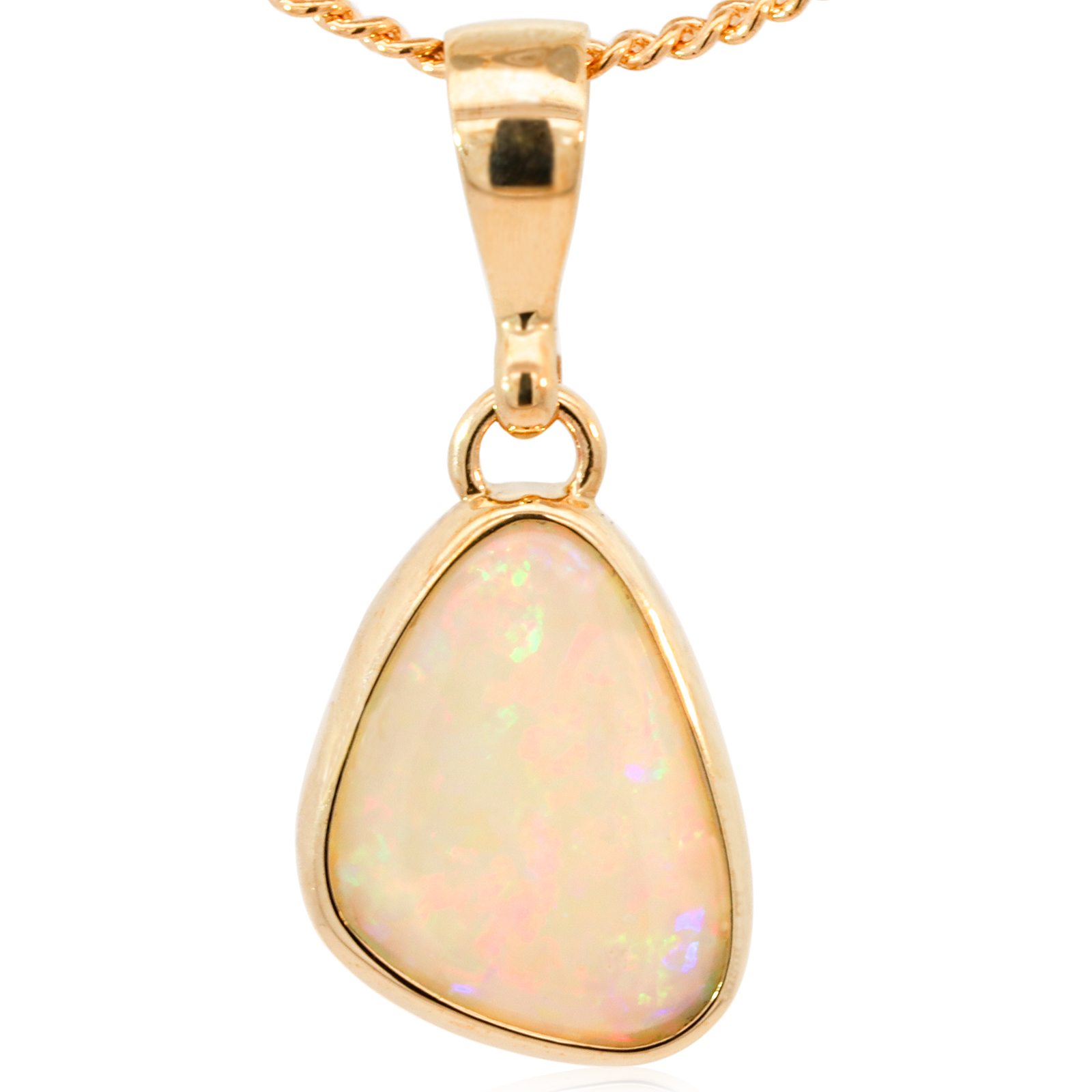 Yellow Gold Blue Green Yellow Orange Pink White Opal Pendant