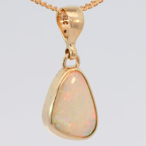 Yellow Gold Blue Green Yellow Orange Pink White Opal Pendant