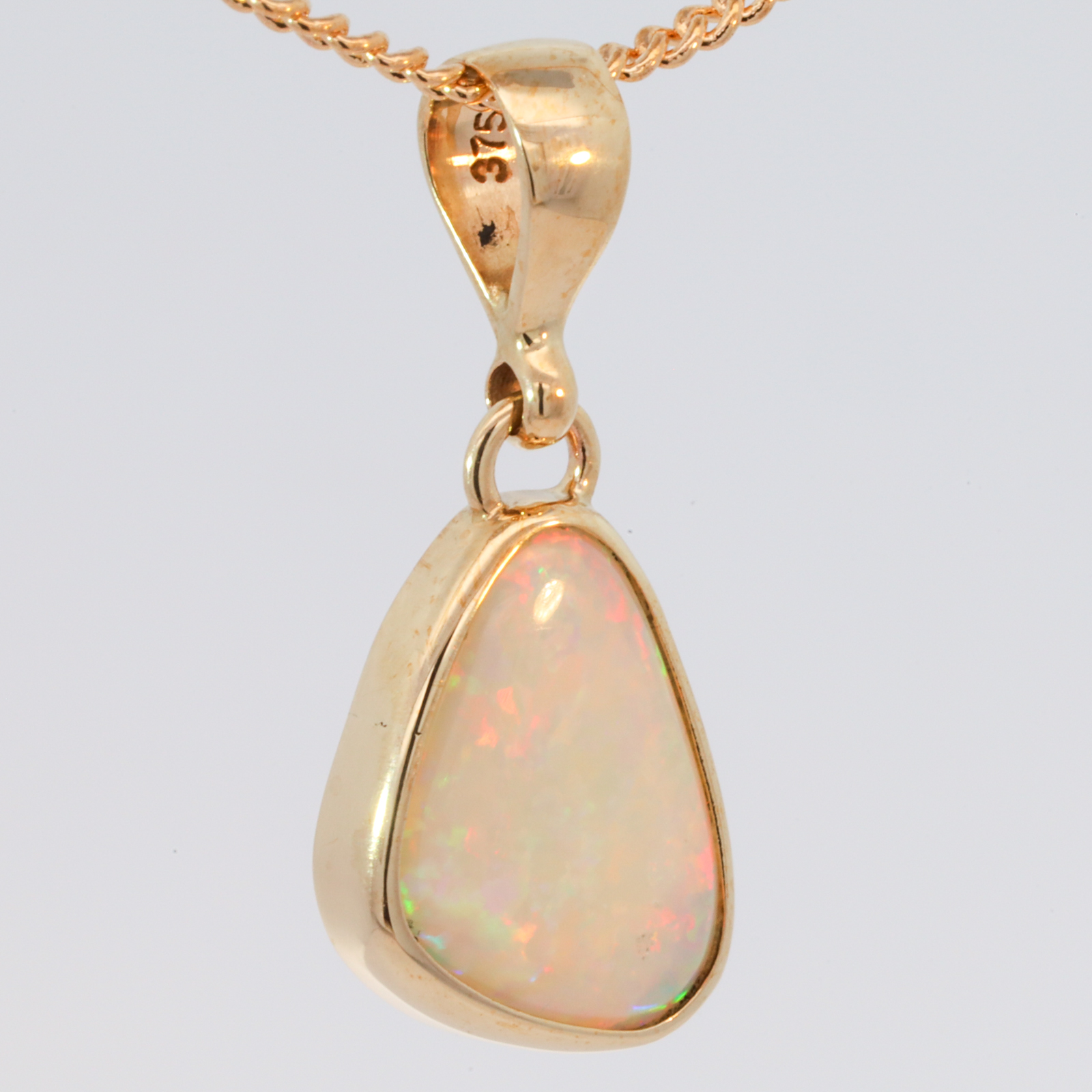 Yellow Gold Blue Green Yellow Orange Pink White Opal Pendant