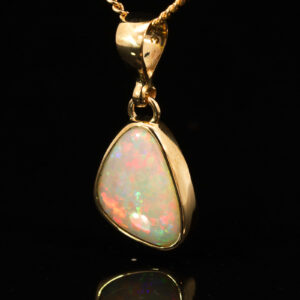 Yellow Gold Blue Green Yellow Orange Pink White Opal Pendant