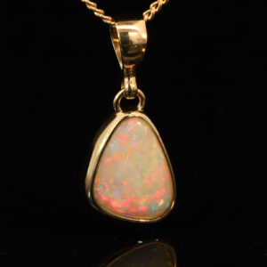 Yellow Gold Blue Green Yellow Orange Pink White Opal Pendant