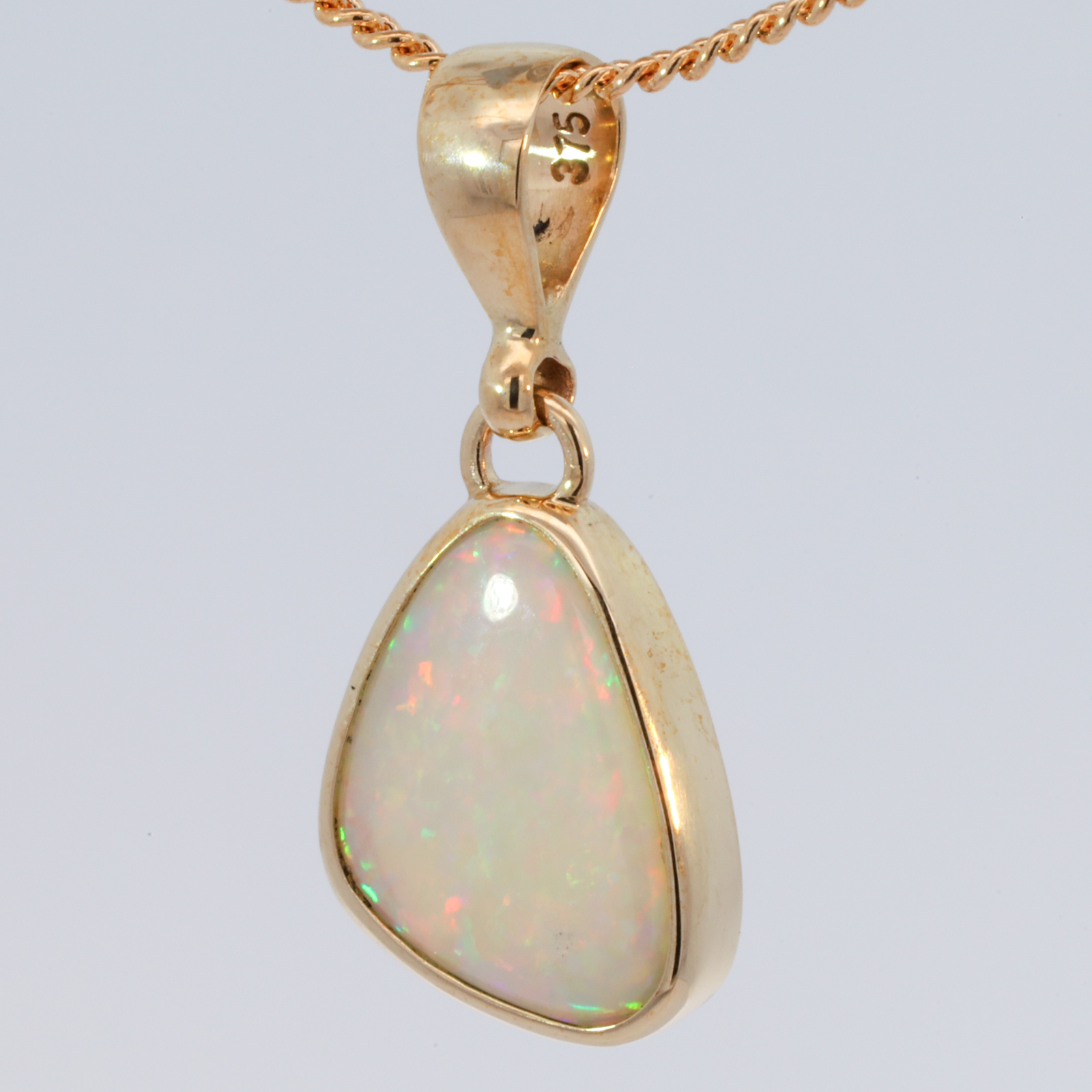 Yellow Gold Blue Green Yellow Orange Pink White Opal Pendant