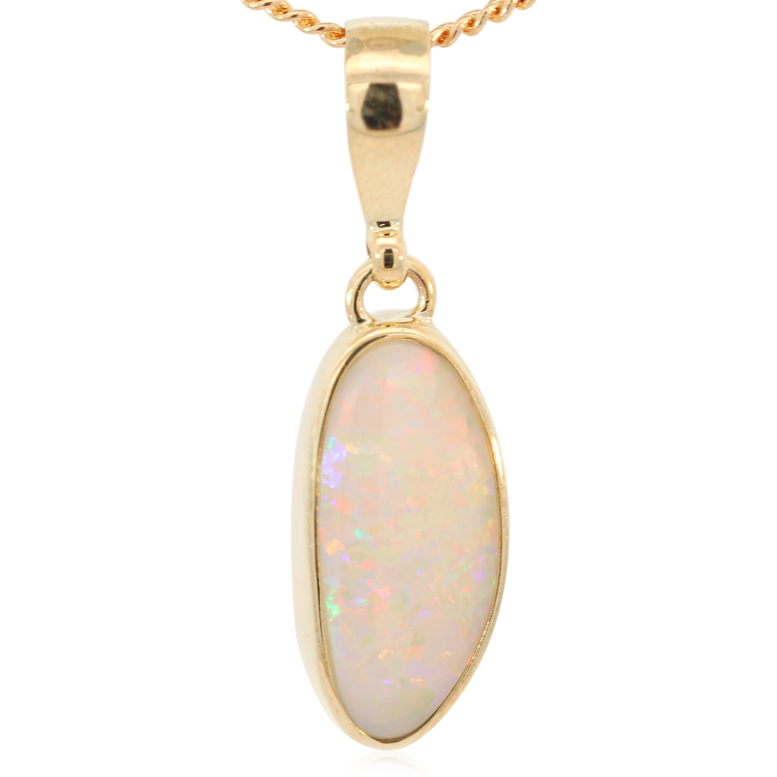 Yellow Gold Blue Green Yellow Orange Pink White Opal Pendant