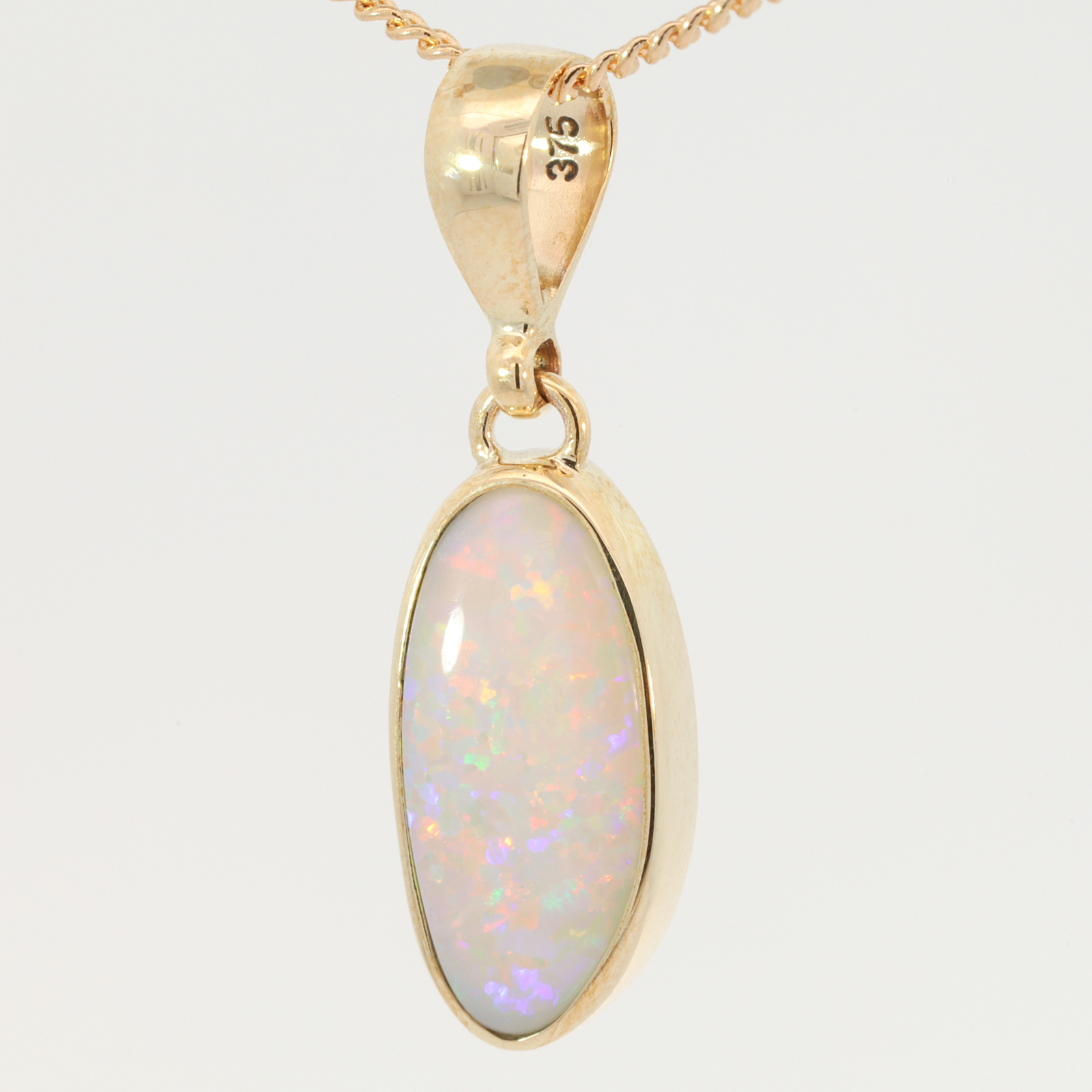 Yellow Gold Blue Green Yellow Orange Pink White Opal Pendant