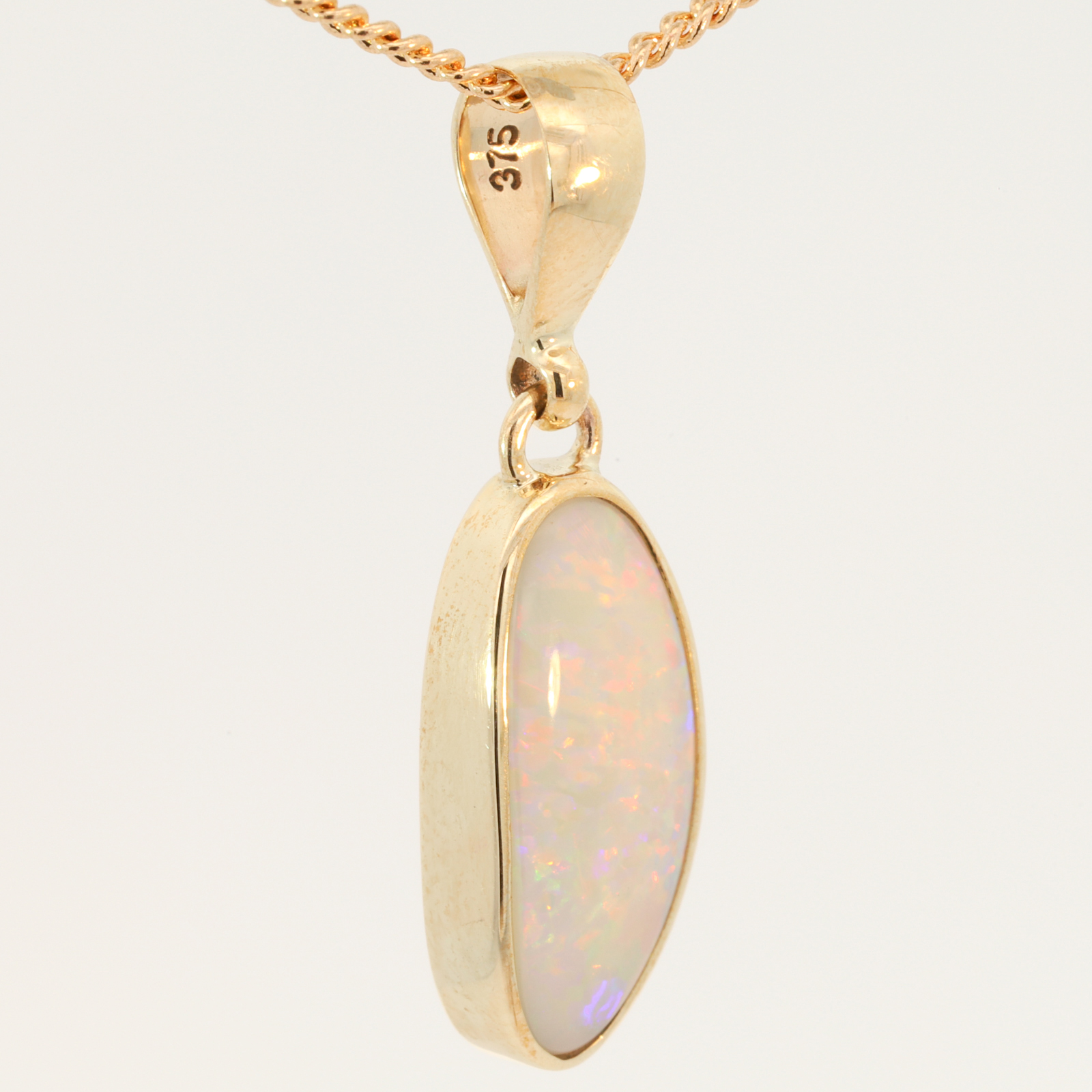 Yellow Gold Blue Green Yellow Orange Pink White Opal Pendant