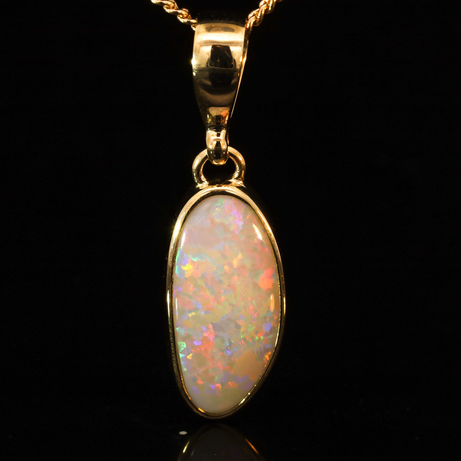 Yellow Gold Blue Green Yellow Orange Pink White Opal Pendant