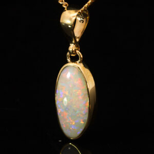 Yellow Gold Blue Green Yellow Orange Pink White Opal Pendant