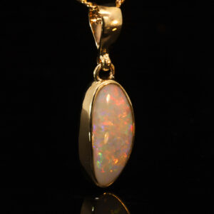 Yellow Gold Blue Green Yellow Orange Pink White Opal Pendant