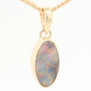 Yellow Gold Blue Green Yellow Orange Red Black Opal Pendant