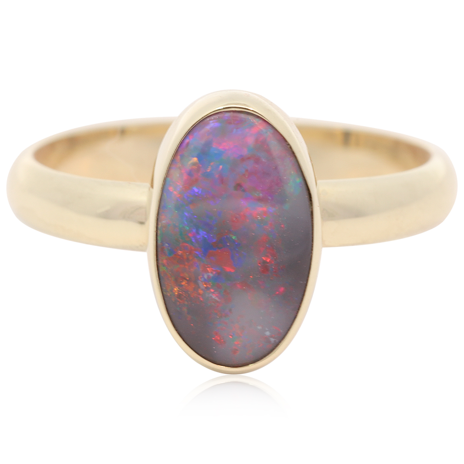 Yellow Gold Blue Green Yellow Orange Red Black Opal Ring